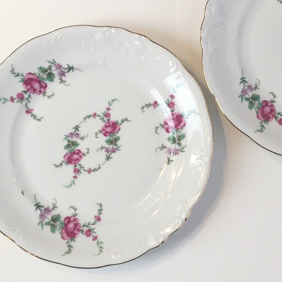 *Read Description* Set of 2 1940s Wawel Rose Garden Bread & Butter Plates Flawed - Picture 8 of 12
